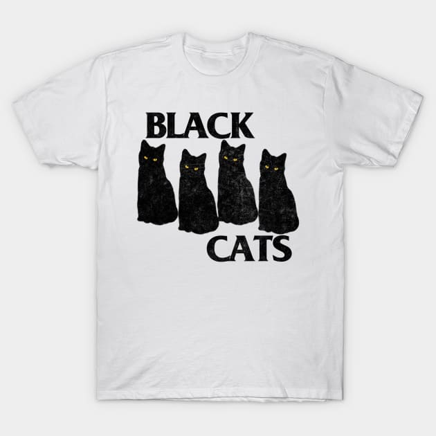 Black Cat Flag - Faded-Style Kitty Fan Design T-Shirt by CultOfRomance